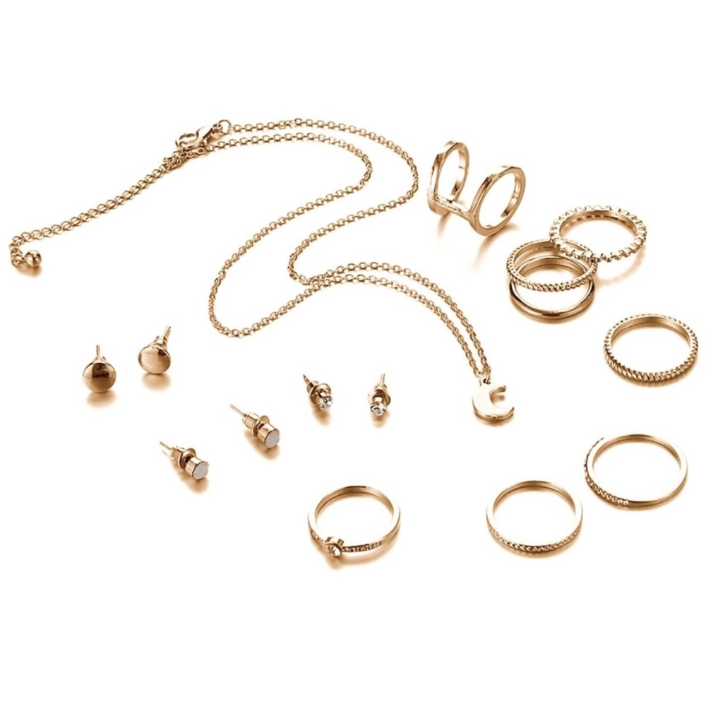 4/$25 ✨ Moon Necklace, Rings, Earrings Set of 12